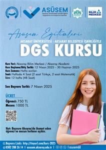 ASÜ-Aksaray Üniversitesi İşbirliğiyle DGS Kursu